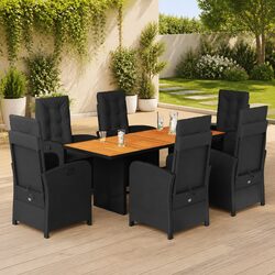 Comfortable 7 Piece Garden Dining Set in Black