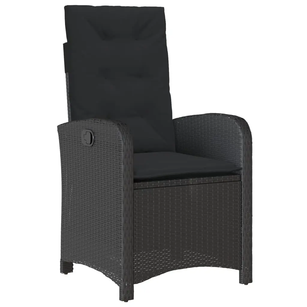7 Piece Outdoor Garden Dining Set Black Poly Rattan Chairs Table