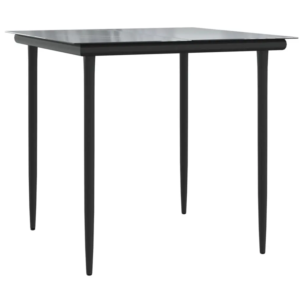 Garden Dining Set 5 Piece Outdoor Furniture Black PE Rattan with Cushions
