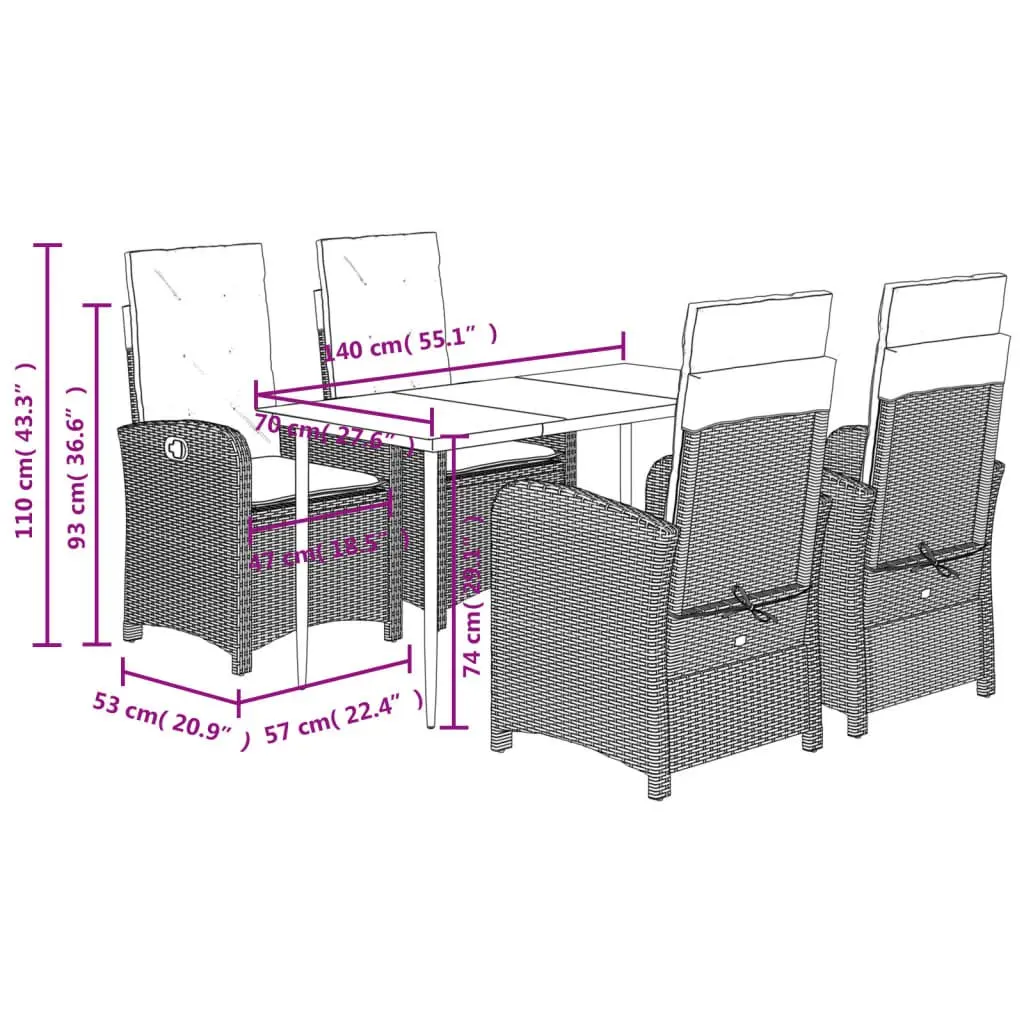 5 Piece Garden Dining Set for Outdoor Use