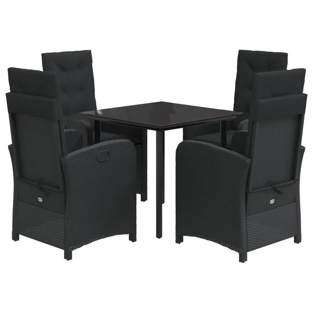 Garden Dining Set 5 Piece Outdoor Furniture Black Poly Rattan Chair Table