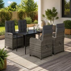 5-Piece Grey Garden Dining Set: Comfort Meets Durability