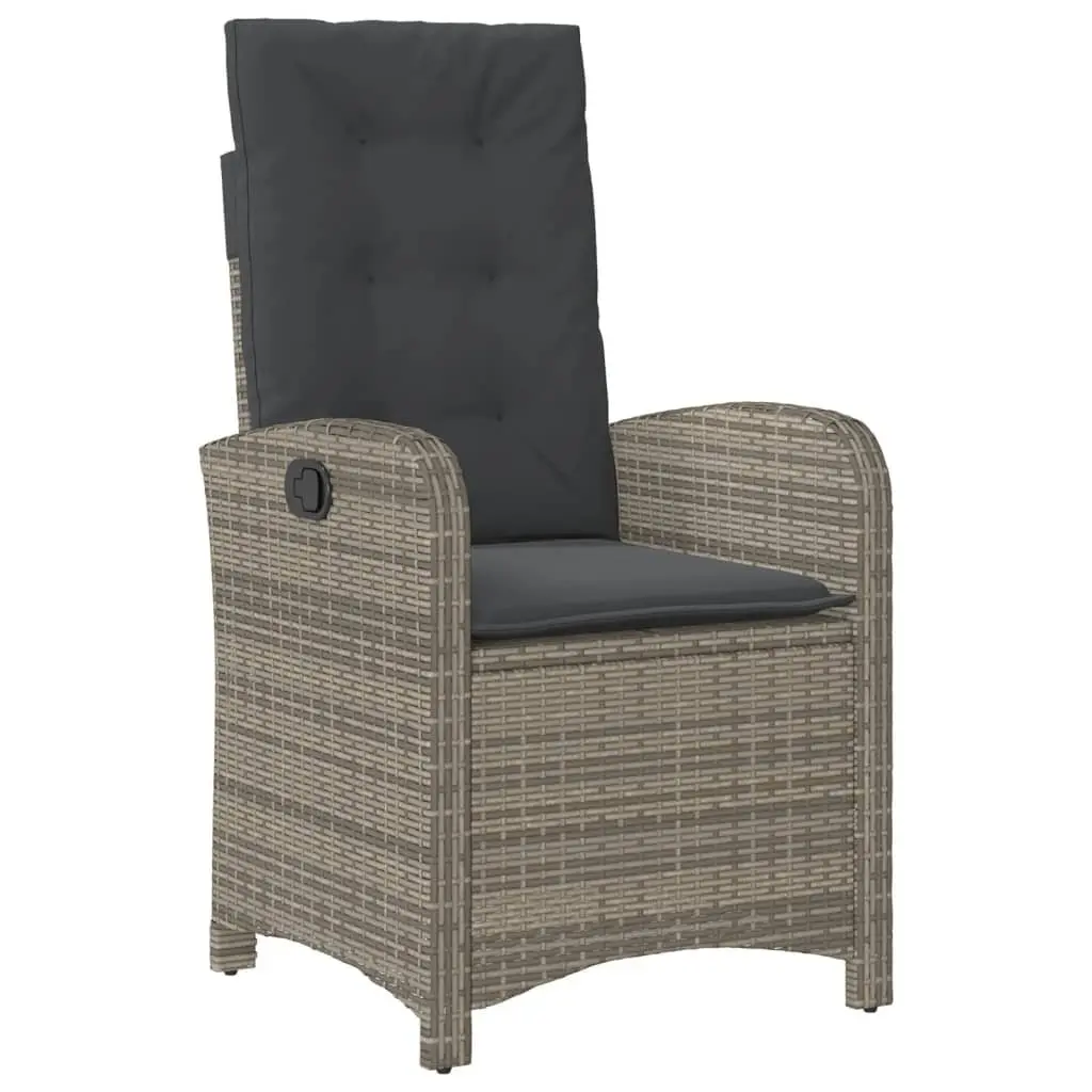 Outdoor Furniture Set 7 Piece Dining Table and Chairs Grey Poly Rattan