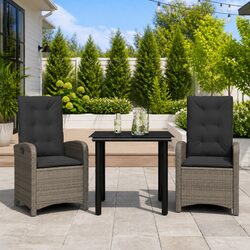 Comfortable Garden Dining Set: 3-Piece Grey Rattan