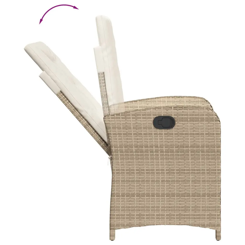 Garden Dining Set 5 Piece Outdoor Furniture Adjustable Backrest Beige Poly Rattan with Cushions