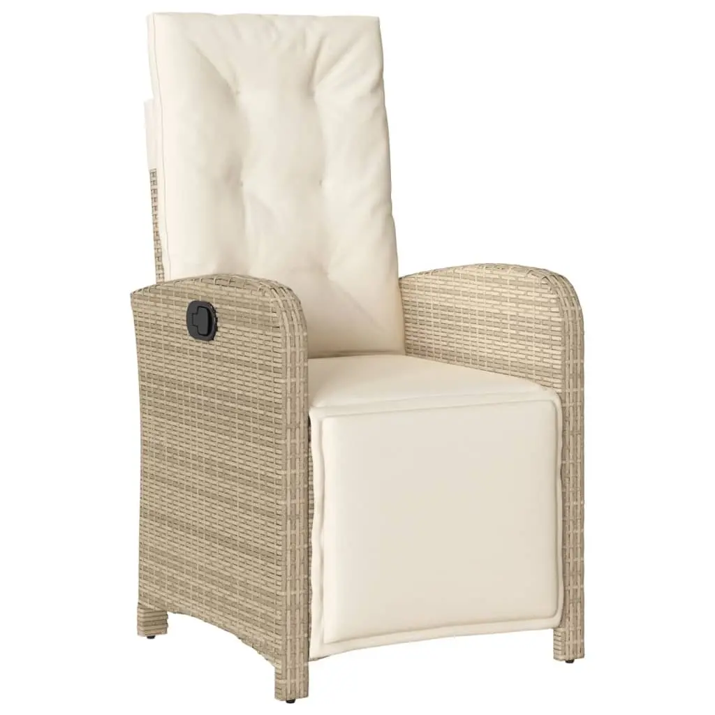 Outdoor Garden Dining Set 7 Piece Beige Poly Rattan Patio Furniture