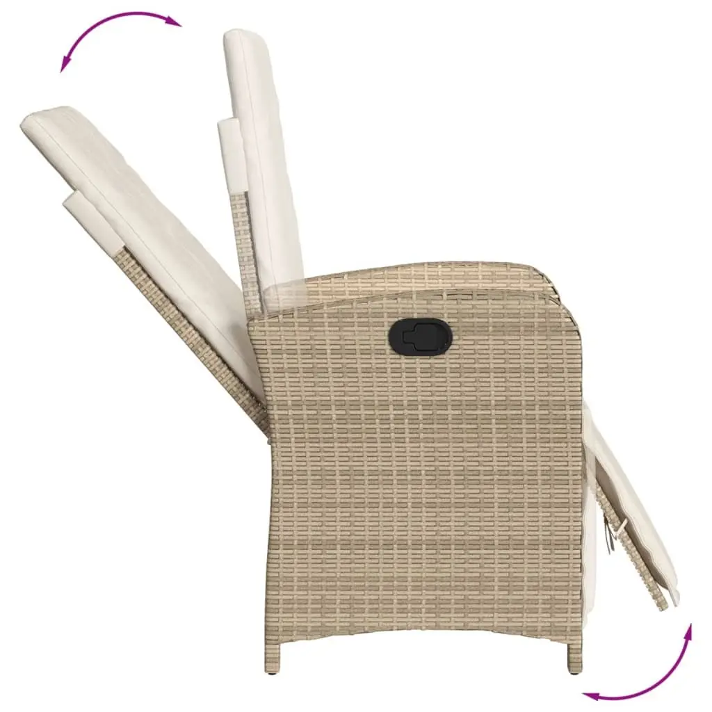 Outdoor Garden Dining Set 7 Piece Beige Poly Rattan Patio Furniture