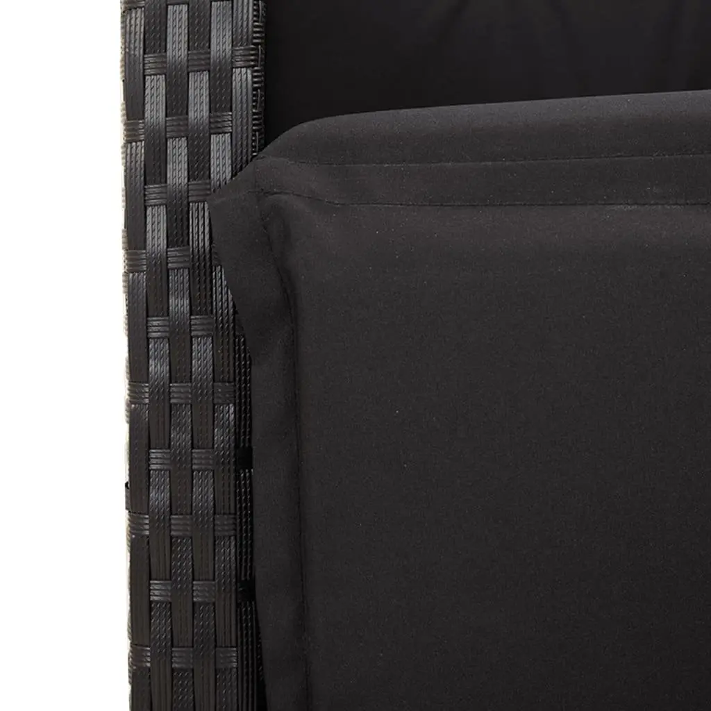 9 Piece Outdoor Garden Dining Set Black Poly Rattan Table Chairs with Cushions