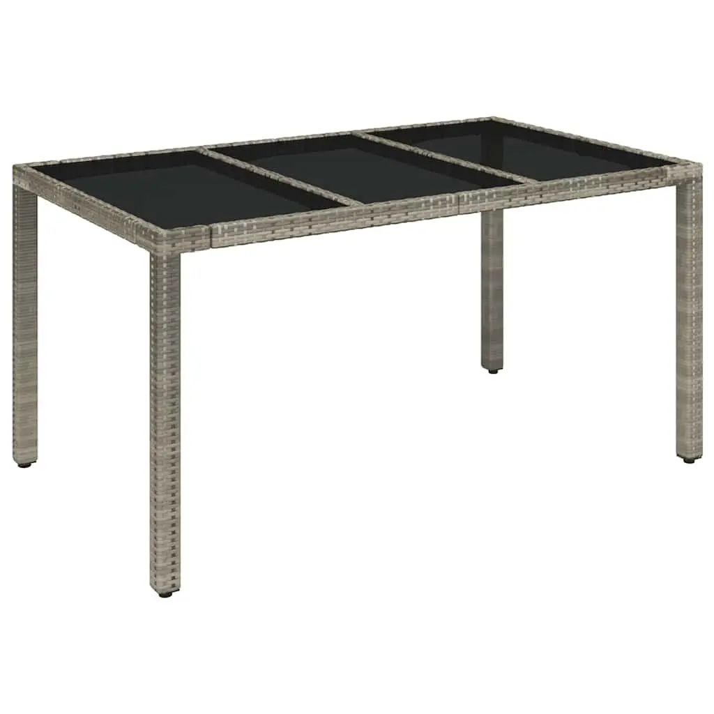 Garden Dining Set 5 Piece Outdoor Furniture Grey Poly Rattan Cushions Glass