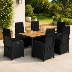 Reliable 7-Piece Black Dining Set for Outdoor Use