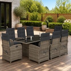 Comfortable 9 Piece Grey Dining Set for Outdoor Enjoyment
