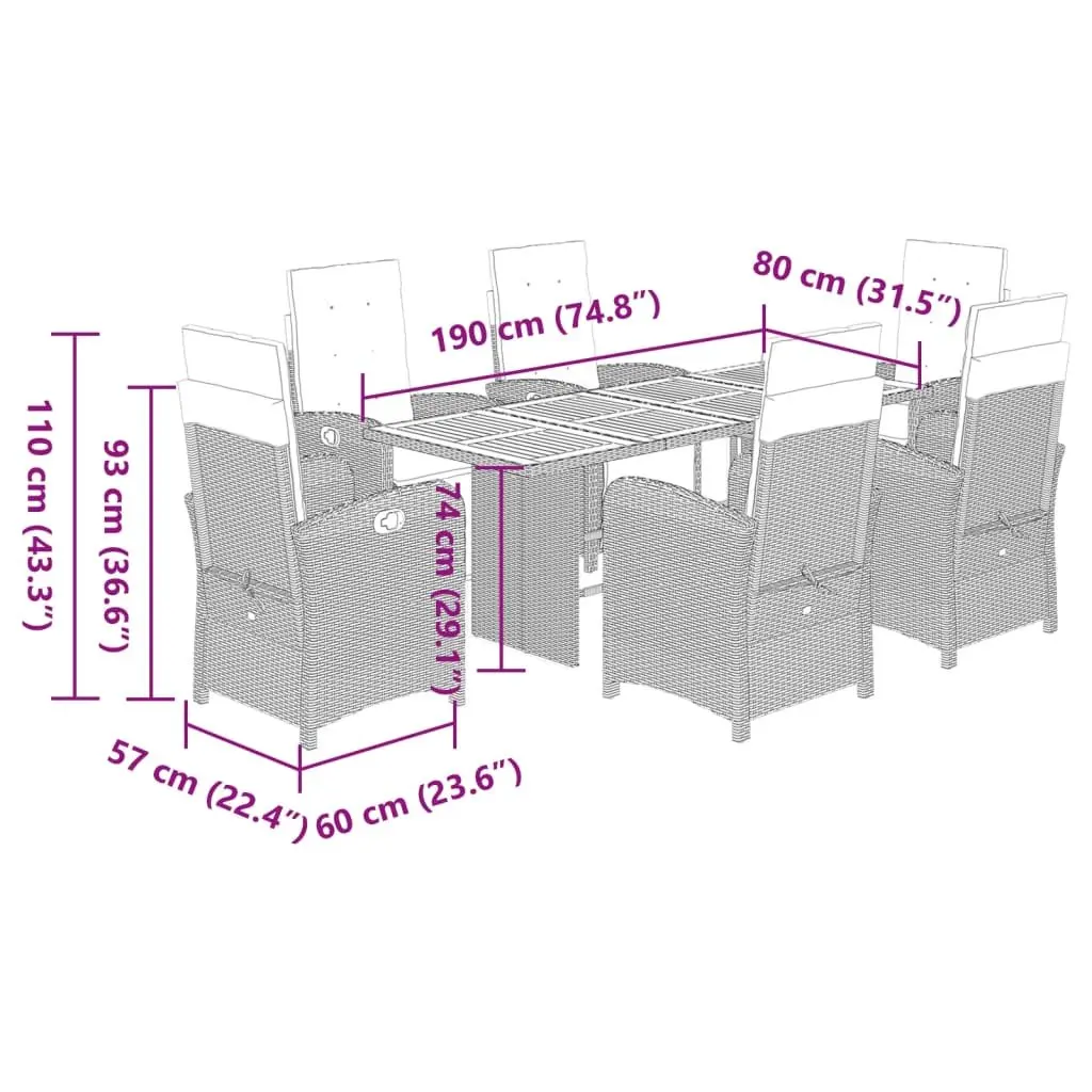 7 Piece Dining Set for Outdoor Enjoyment