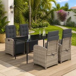 4 Seater Patio Dining Set with Cushions and Durable Table