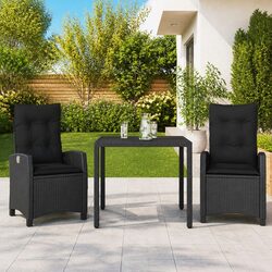 3-Piece Black Garden Dining Set for Your Patio