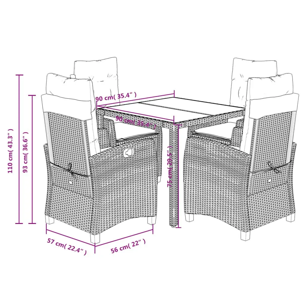 5 Piece Garden Dining Set