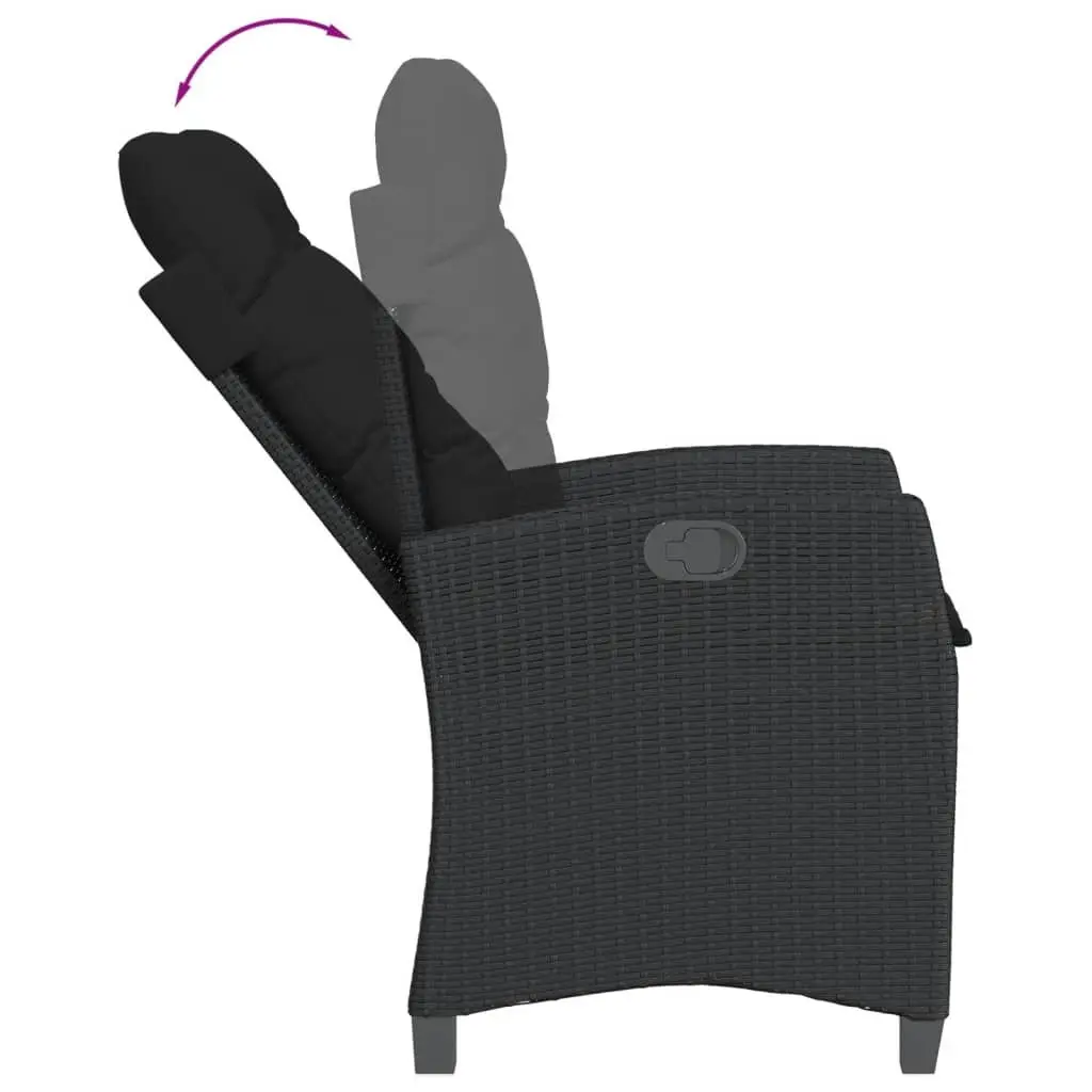 Outdoor Dining Set 7 Piece Garden Furniture Black PE Rattan with Cushions