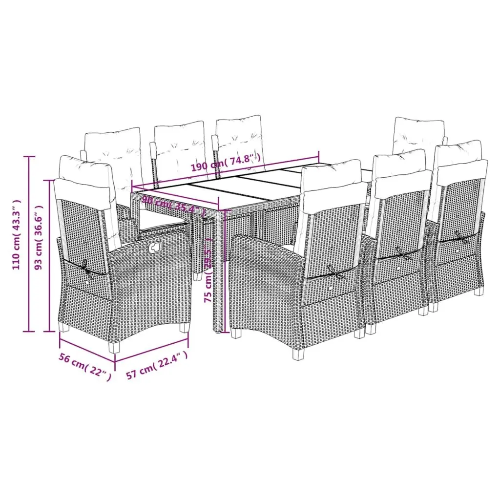 9 Piece Outdoor Dining Set