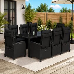 Comfortable 9 Piece Outdoor Dining Set with Padded Cushions