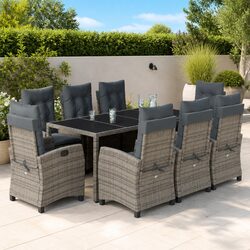Comfortable 9-Piece Outdoor Dining Set in Grey