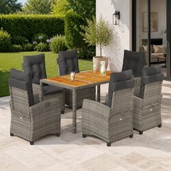 Comfortable 7 Piece Outdoor Dining Set in Grey