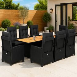 Comfortable 9 Piece Garden Dining Set with Cushions