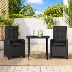 Comfortable 3 Piece Black Outdoor Dining Set