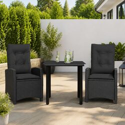 Comfortable Black Rattan Garden Dining Set with Cushions
