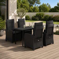 Comfortable 5 Piece Black Rattan Outdoor Dining Set