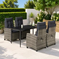 5-Piece Grey Rattan Dining Set Offers Comfort and Durability