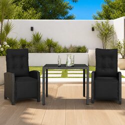 Comfortable 3 Piece Black Garden Dining Set