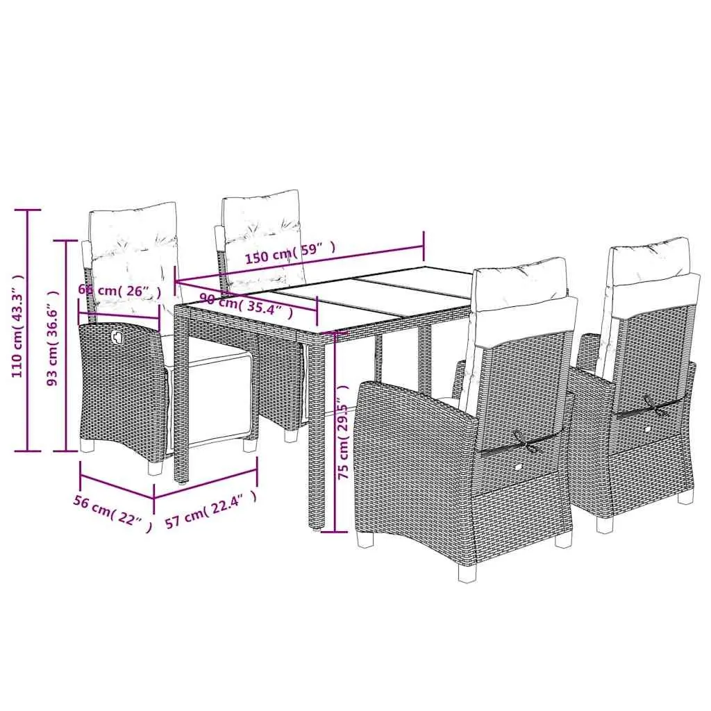 5 Piece Garden Dining Set