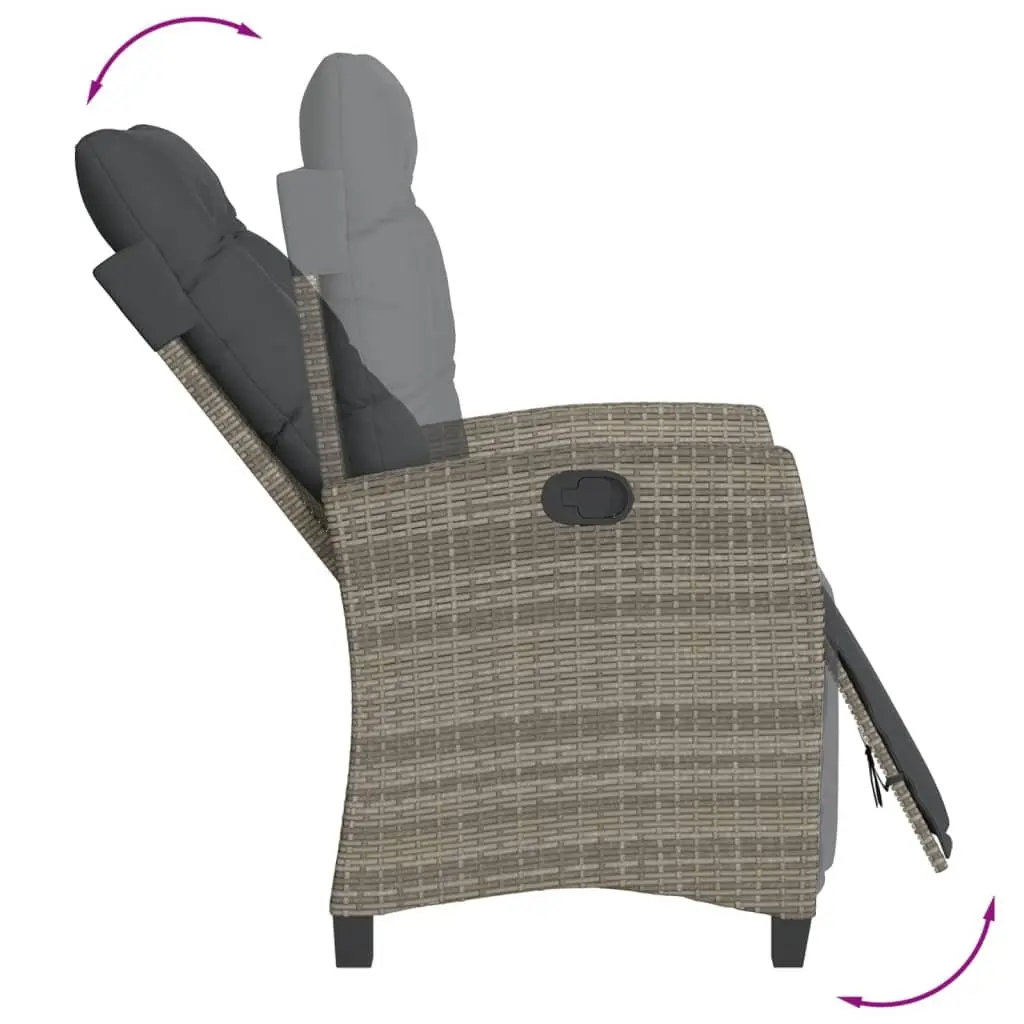 Outdoor Dining Set 7 Piece Garden Furniture Grey Poly Rattan Table and Chair Cushions for Patio