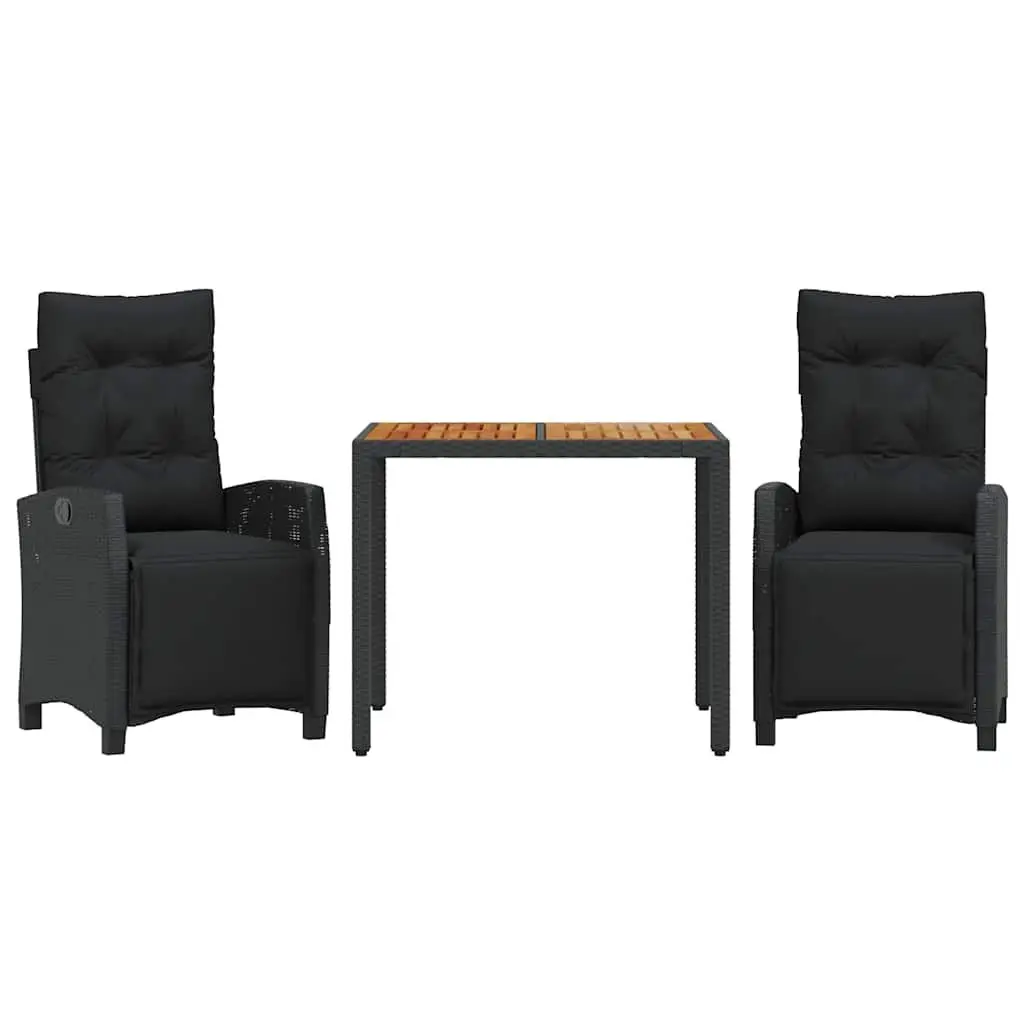 Outdoor Garden Dining Set 3 Piece Poly Rattan Chairs Table Patio Furniture