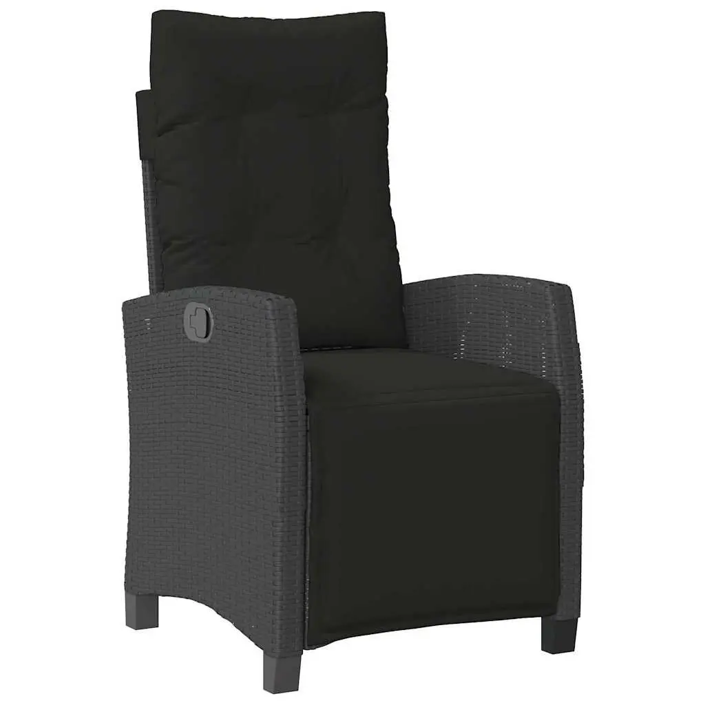 5 Piece Outdoor Garden Dining Set Black PE Rattan Chair Table Cushions
