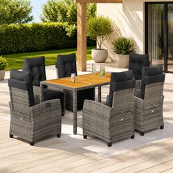 Affordable 7 Piece Grey Outdoor Dining Set with Cushions
