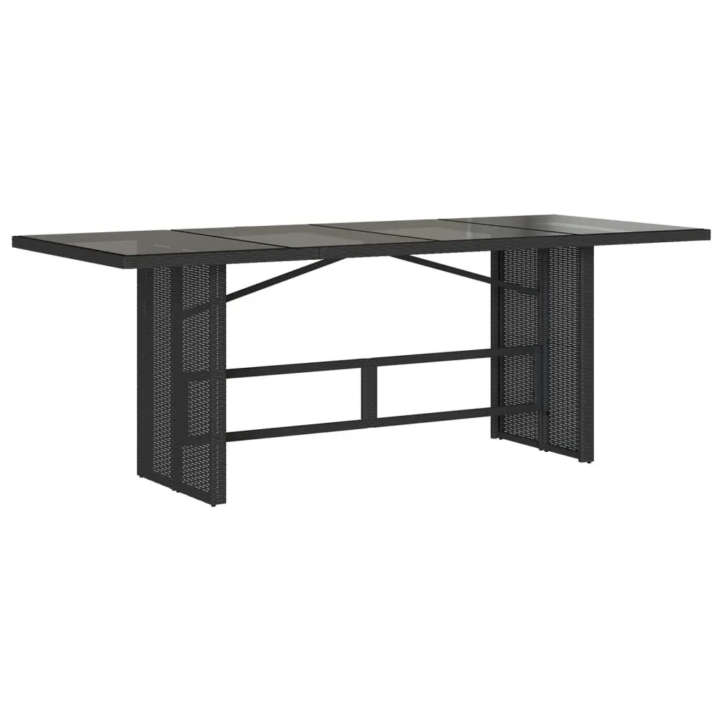 Outdoor Garden Dining Set 7 Piece Cushioned Black Poly Rattan Patio