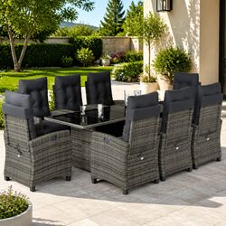 9-Piece Garden Dining Set with Comfortable Cushions