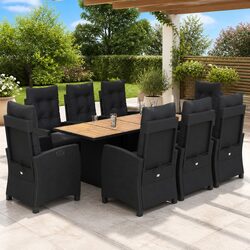 Comfortable Outdoor Dining Set - 9 Pieces in Black