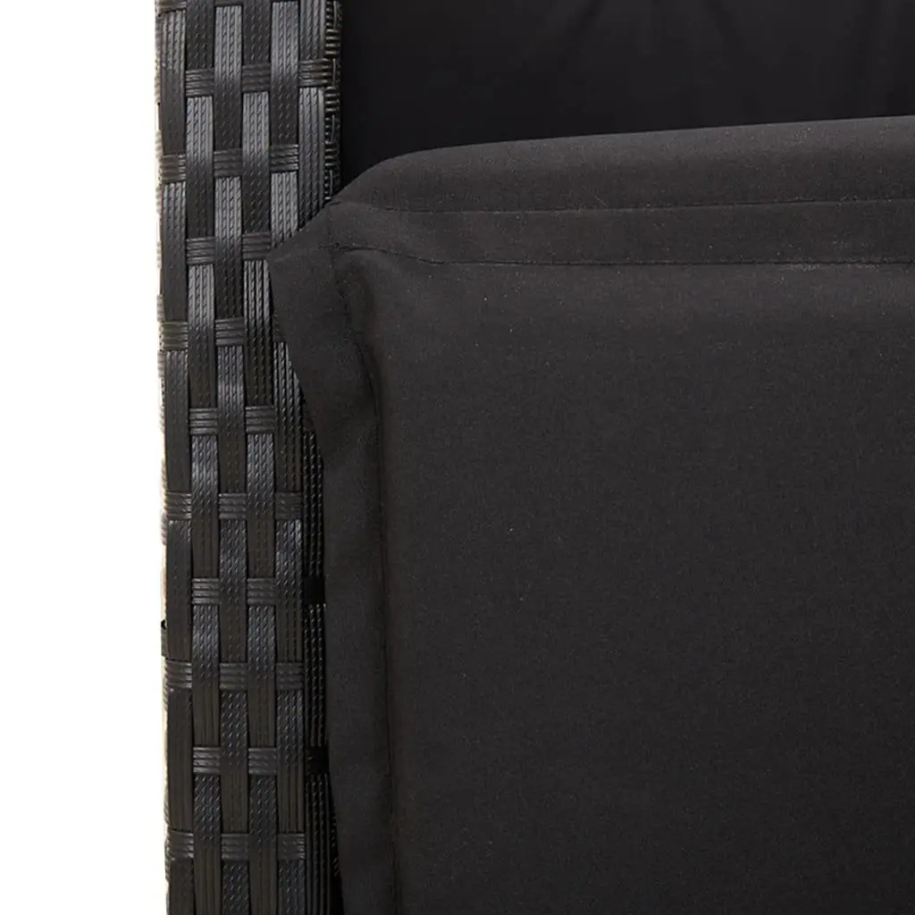Outdoor Garden Dining Set 7 Piece Al Fresco Dining Black Poly Rattan Furniture with Cushions