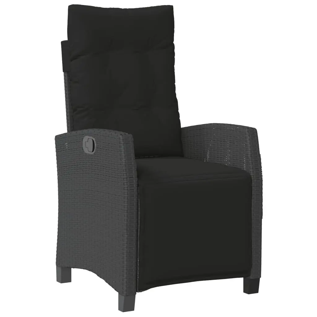 Garden Dining Set 3 Piece Outdoor Furniture Black Poly Rattan Cushioned Seats