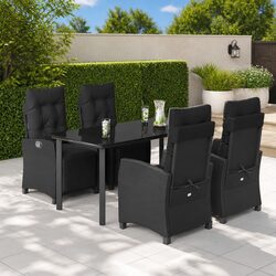 Reliable 5 Piece Black Dining Set for Outdoor Use