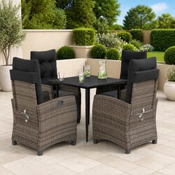 Reliable 5 Piece Garden Dining Set in Grey Rattan