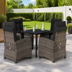 Comfortable 5-Piece Outdoor Dining Set with Grey Cushions