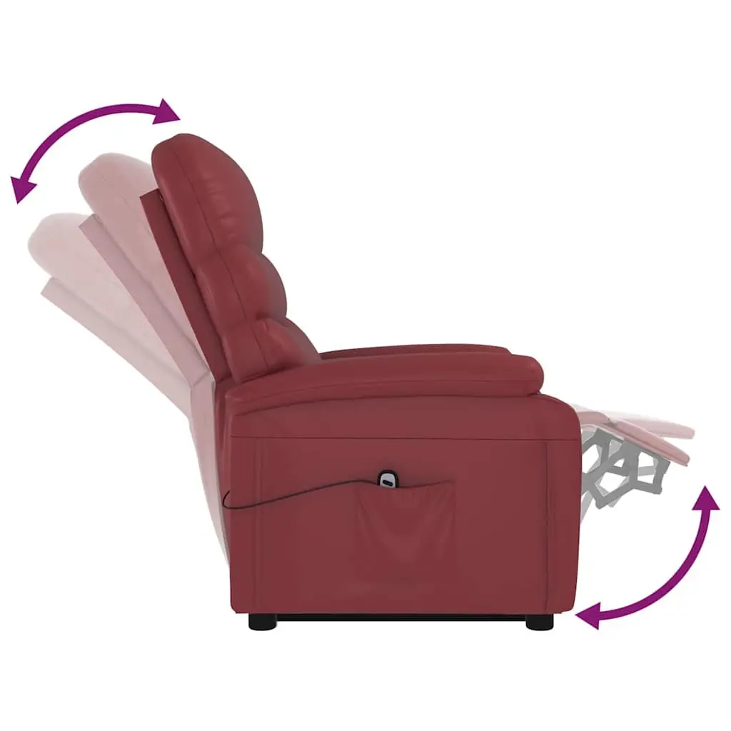 Reclining Armchair Electric Lift Chair 3 Positions Red Faux Leather
