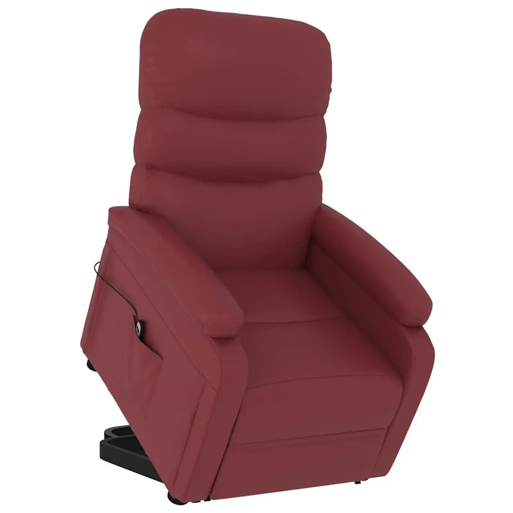 Reclining Armchair Electric Lift Chair 3 Positions Red Faux Leather