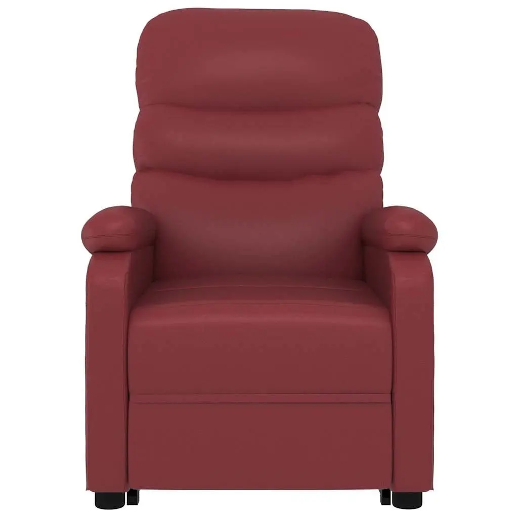 Reclining Armchair Electric Lift Chair 3 Positions Red Faux Leather