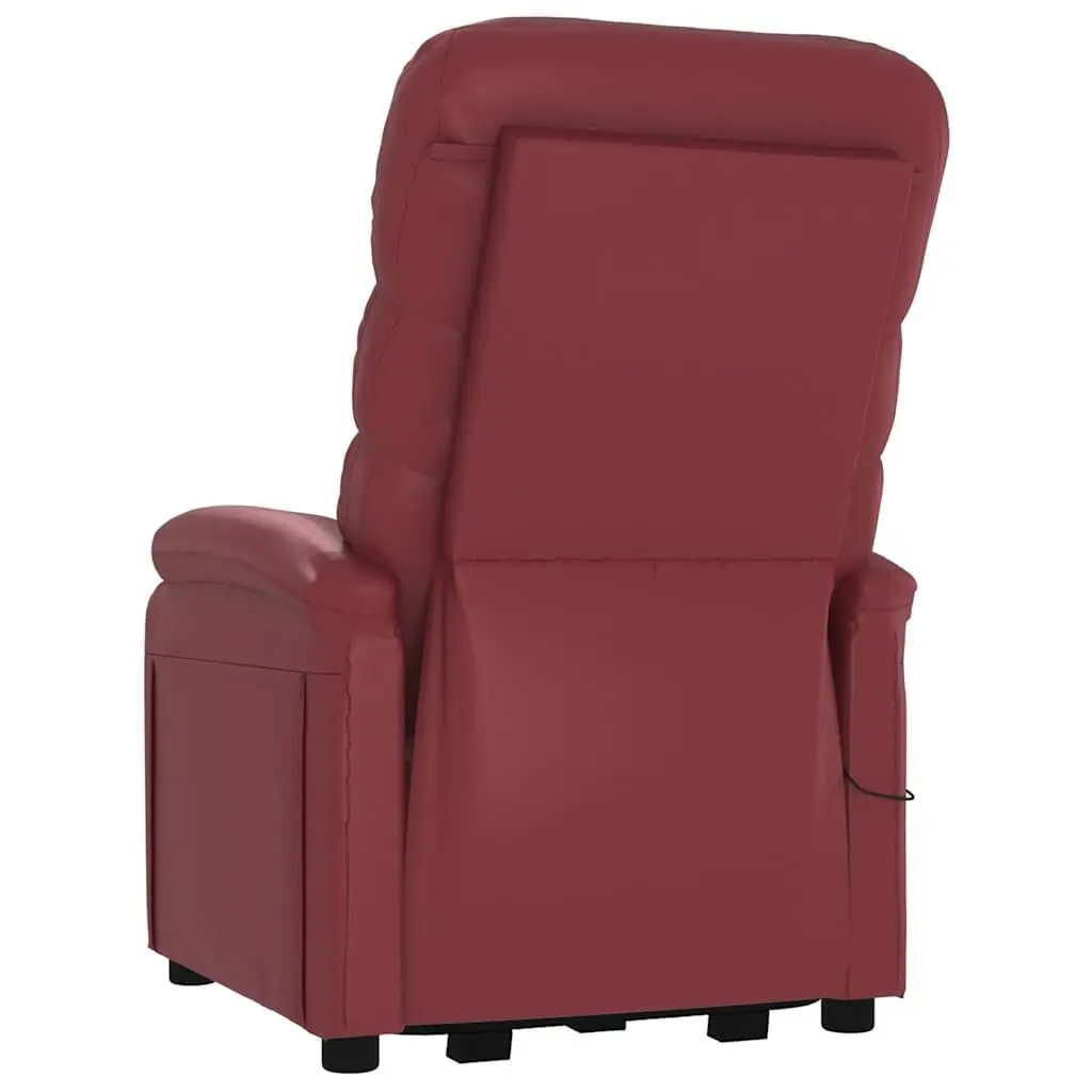 Reclining Armchair Electric Lift Chair 3 Positions Red Faux Leather