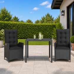 Comfortable 3 Piece Outdoor Dining Set in Black