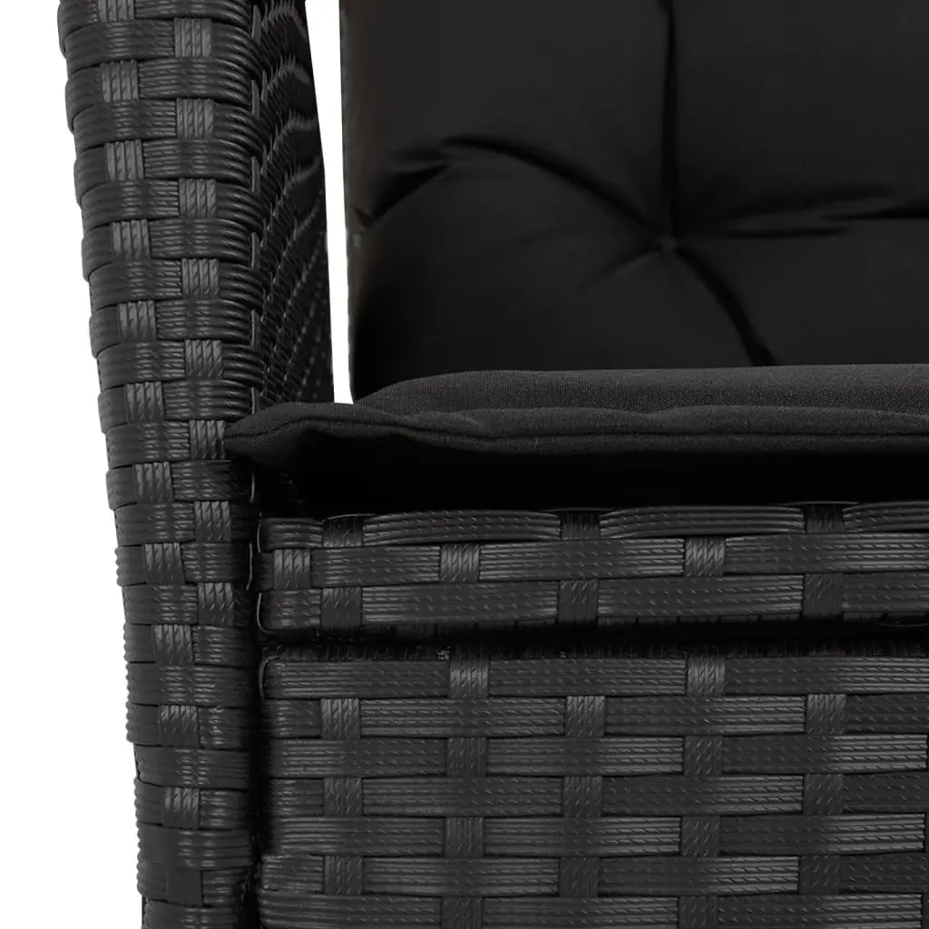 Outdoor Dining Set 3 Piece PE Rattan Black Patio Furniture with Cushions