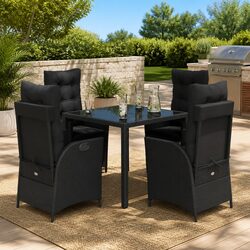 Reliable 5 Piece Black Poly Rattan Garden Dining Set